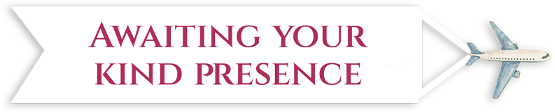 Airplane towing Awaiting your Kind Presence banner